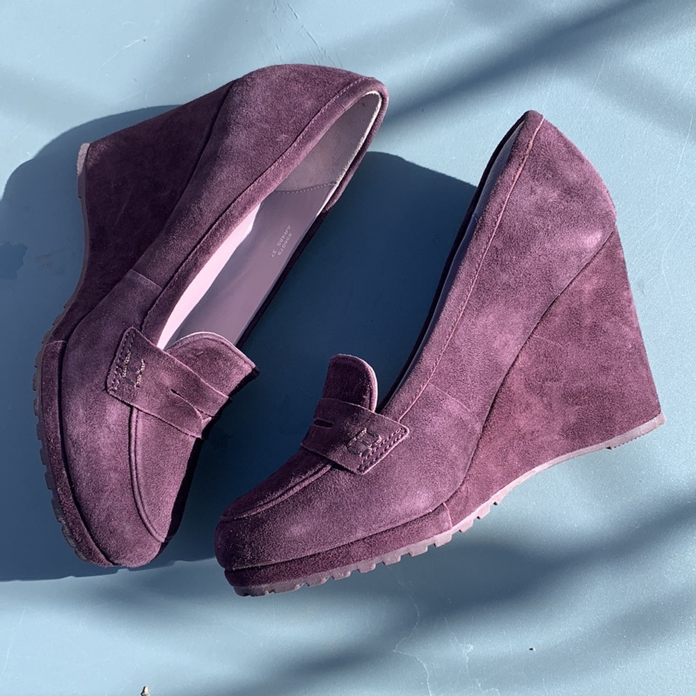 Boden Wedge Loafers in Aubergine Suede!!! They are so comfortable!